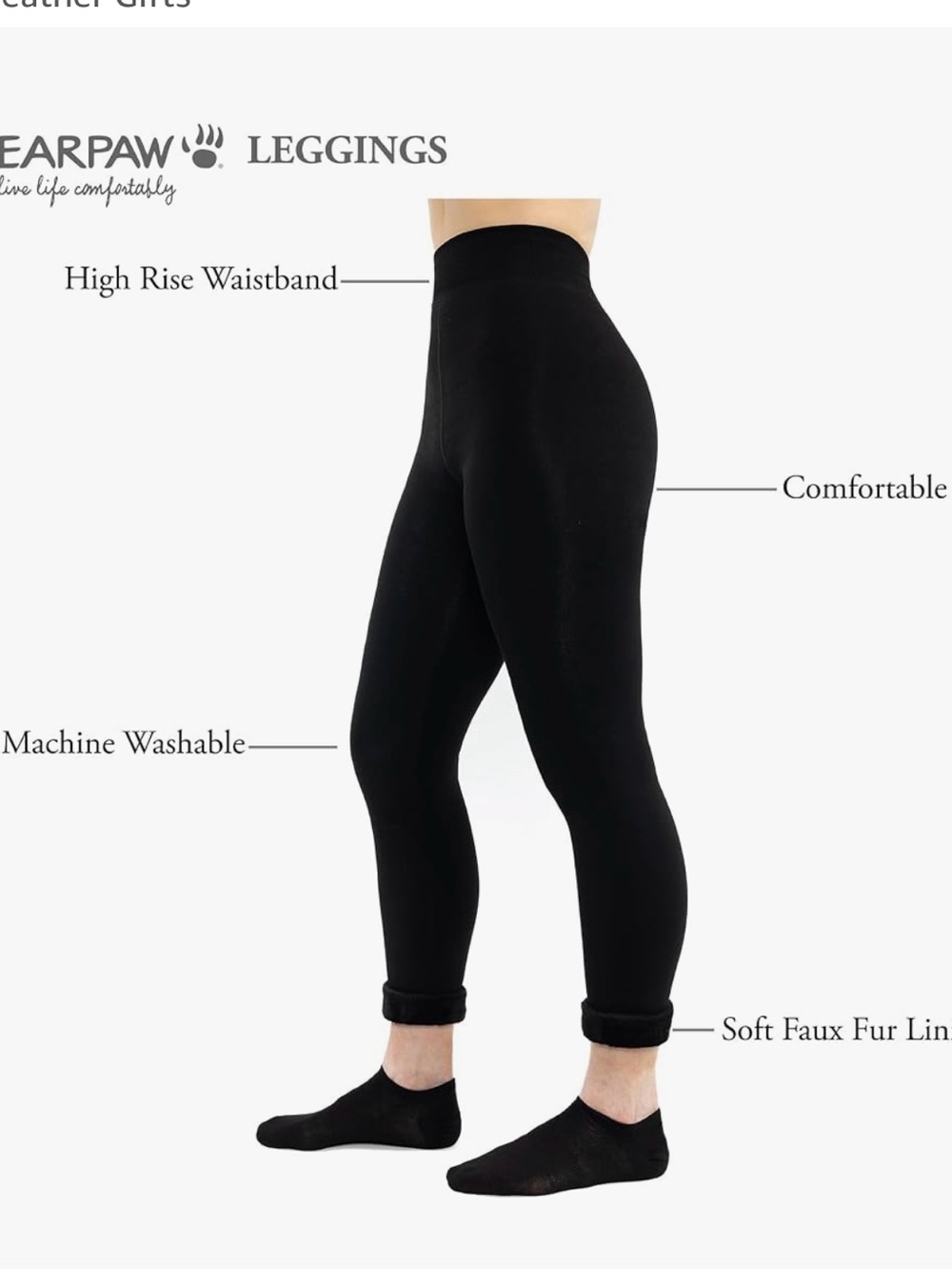 BearPaw Gray High-Rise Fleece-Lined Leggings